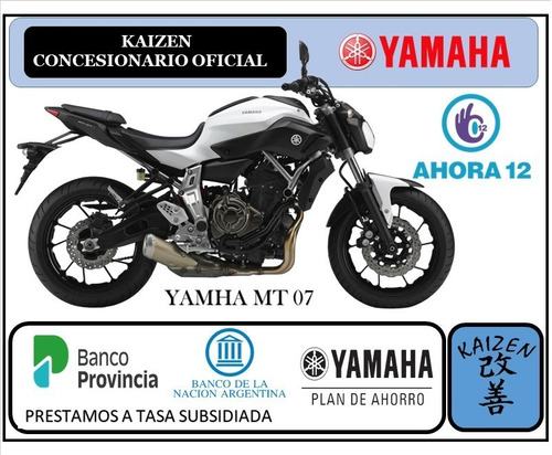 Imagen 1 de 1 de Yamaha Mt 07 Abs Blanca Okm 2018 Kaizen Yamaha La Plata