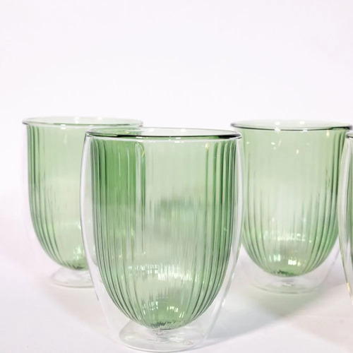 Vaso Doble Vidrio De Borosilicato Verde Verde Claro