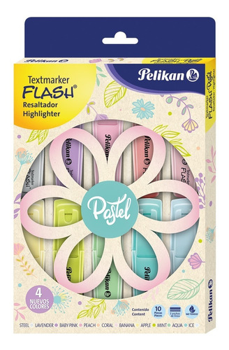 Textmarker Flash Pétalo Pastel Pelikan 10 Piezas