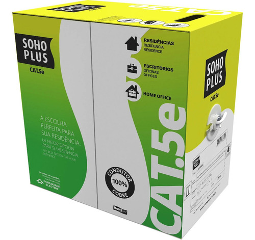 Cabo Cat5e De Rede 305m Azul Furukawa Soho Plus Cmx Cftv Cor Branco