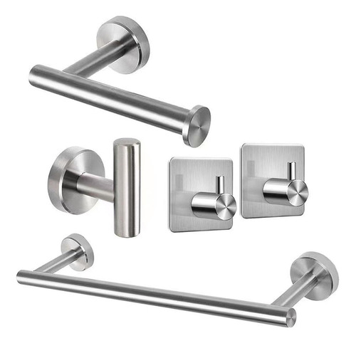 Set De 5 Accesorios De Baño Acero Inoxidable Plata