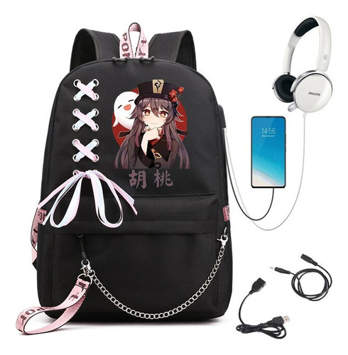 Mochilas Game Genshin Impact Hutao Para Estudiantes, Mochila