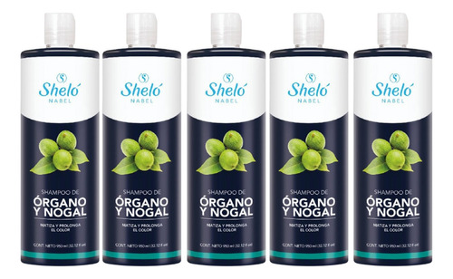 5 Pack Shampoo De Órgano Y Nogal 950ml Shelo