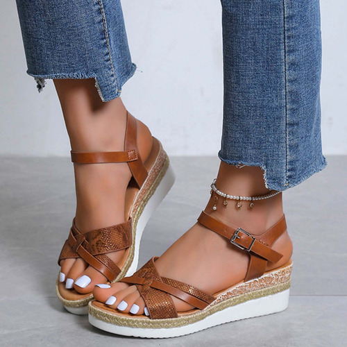 Zapatos Casuales Que Combinan, Sandalias Con Cuña Para Mujer