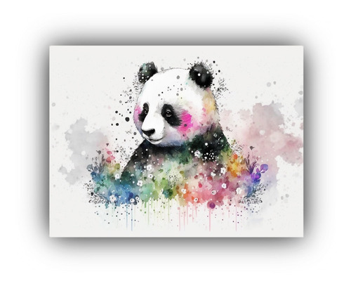 Canva Bastidor Madera Hermoso Panda Unico 60x40cm Animales