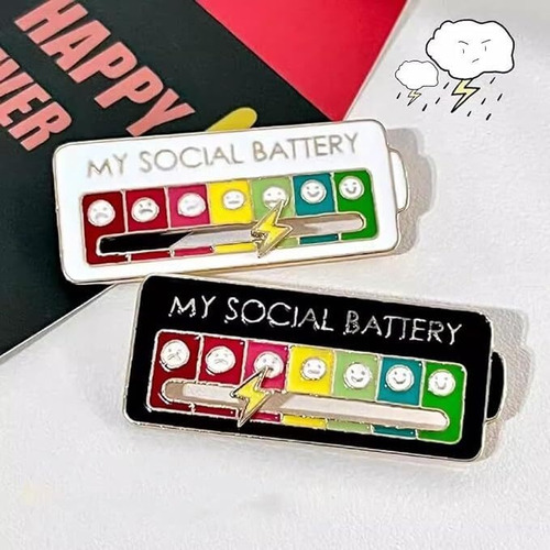 Pines Metalicos, Mood Pin Pines Para Mochilas Social Battery