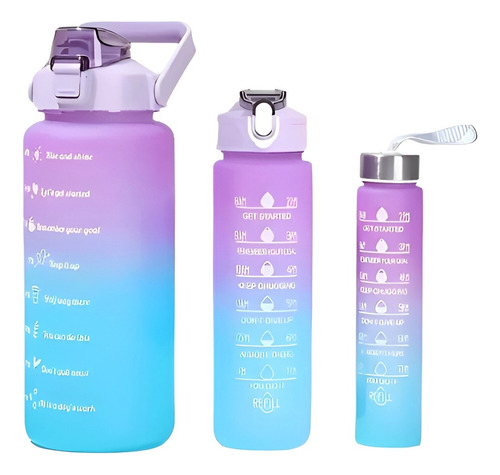 Kit Botellas De Agua Deportiva X3 Celeste