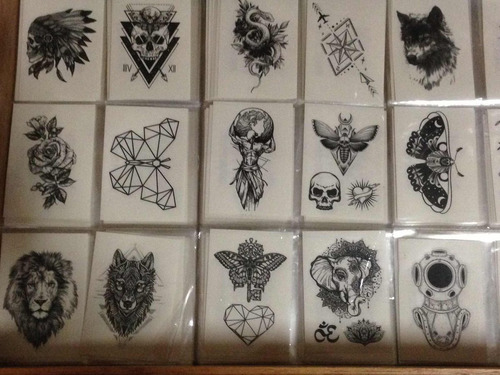 15 Cartelas Tatuagem Temporária Preto E Branco Frete Grátis