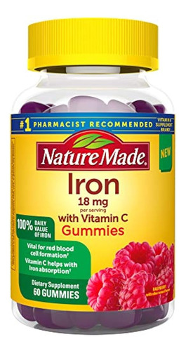 Nature Made Iron Gummies 18 Mg With Vitamin C, 60 Ct For Red