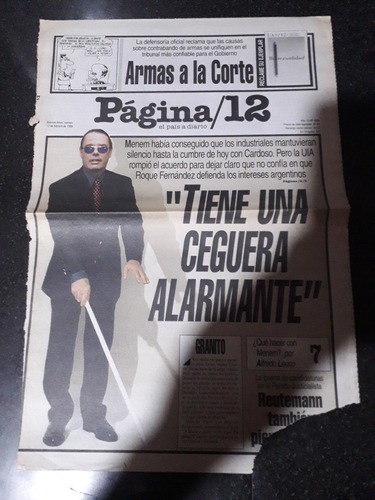 Tapa Diario Página 12 12 2 1999 Roque Fernández 