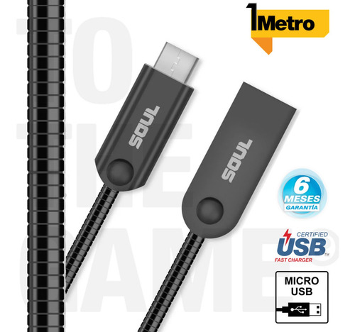 Imagen 2 de 3 de Cable Usb Micro Usb Iron Flex Super Reforzado Metalico