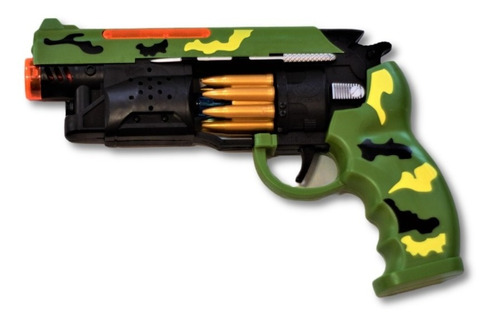 Pistola Arma De Brinquedo Arminha Com Som E Luz Tambor Gira
