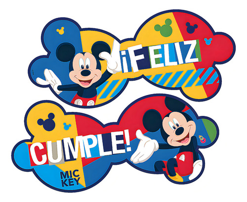 Banderin Mickey X1u - Cotillón Waf Color Rojo