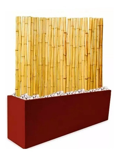 Kit Panel De Cañas Bambu 1,5m Maceta Jardinera Color  60 Cm