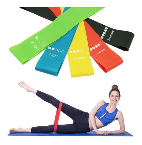 Imagen 3 de 5 de Pack 5 Bandas Elásticas Loop Circulares Pilates Aerobico