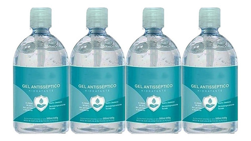 Higienizador Álcool Em Gel 70% 500ml Antisséptico 4 Unidades