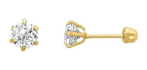 Imagen 2 de 2 de Broquel Circonia Redondo. 4mm Oro 10k - 503