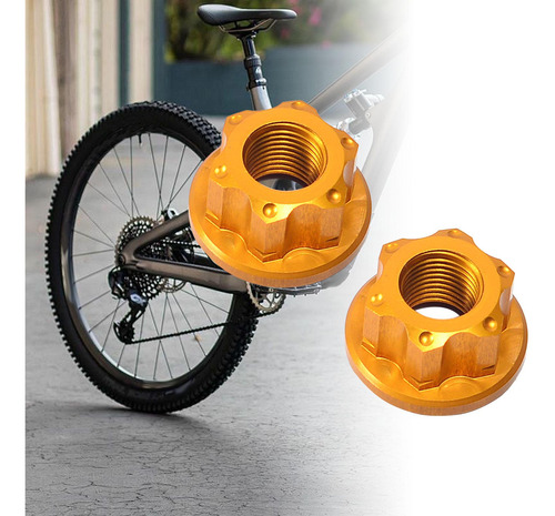 2 Tuercas Del Eje Del Cubo De La Rueda De La Bicicleta, Oro