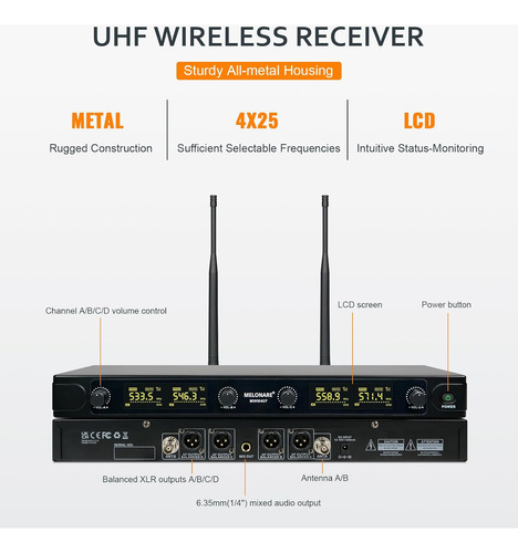 Sistema De Microfono Inalambrico Uhf, Microfono Inalambrico