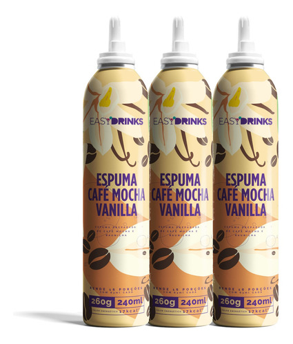 3x Espuma De Café Mocha E Vanilla Easy Drinks  200g