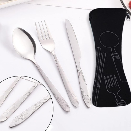 Juego De Vajilla Viaje Camping Tenedor Cuchara Cuchillo
