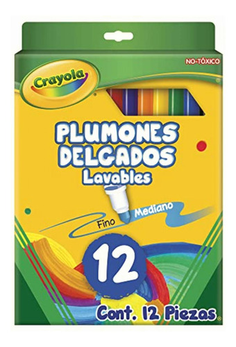 Crayola 12 Plumones Delgados Lavables