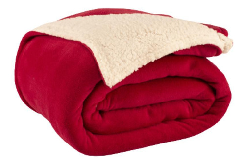 Cobertor Casal King Canadá 1 Peça Manta Sherpa Cereja