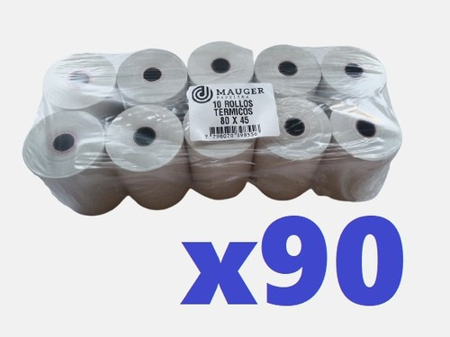 90x Rollos Papel Térmico 80x45 Comandera Registradora Color Blanco