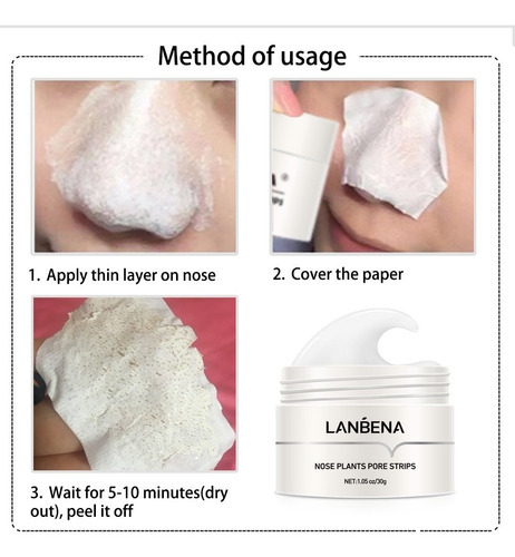 Lanbena Removedor De Puntos Negros 30g + 60 Pzs Papel