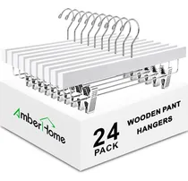 Comprar Perchas Madera Pantalones Clips Ajustables 24unidades Blanco