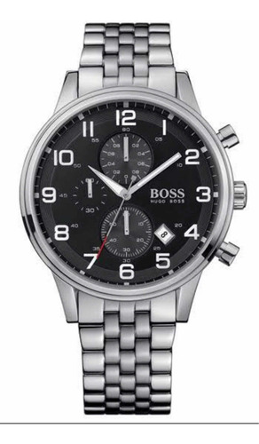 Reloj Pulsera Hugo Boss Hb1512446 Con Correa De Acero Inoxidable Color Plateado - Fondo Negro
