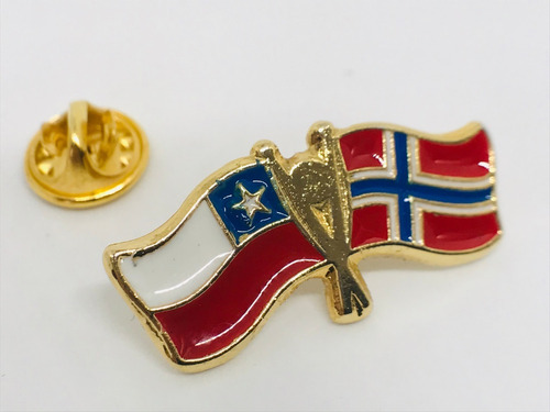 Pin Bandera Chile Y Noruega Entrelazadas 