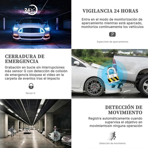 Camara De Auto Seguridad 1080p Hd Gran Angular 170°3 Cámaras