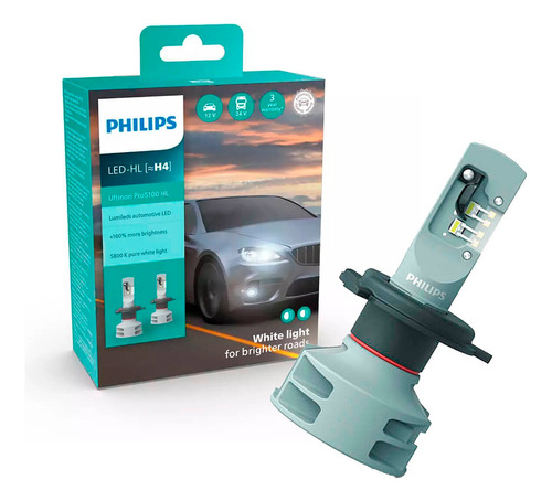 Par Lâmpada  Led Philips Ultinon Pro 5000hl H4 +160% 