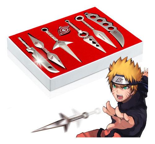 7pcs Naruto Anime Accesorios Kunai Shuriken Metal Arma Set