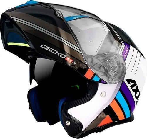 Casco Moto Rebatible Axxis Gecko Epic B7 Gris Blanco Brillo