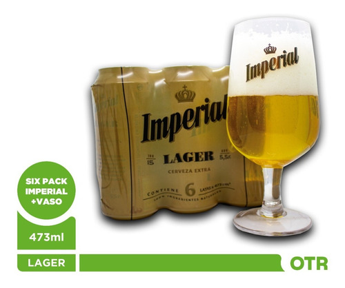 Imagen 1 de 1 de Combo 6u. Cerveza Imperial Lager 473 + 1 Vaso