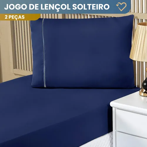 Jogo De Lençol Cama Solteiro 02 Peças 400 Fios Ponto Palito Cor A...