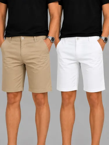 Verona Kit 2 Bermudas Premium Masculinas Chino Sarja Social Algodão