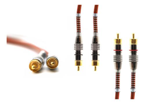 Imagem 4 de 4 de 2 Cabos Y Rca Blindado Techone 2 Machos Vermelho Blindados