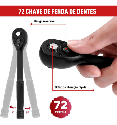 Jogo De Soquete Aço Crv 3/8 Catraca Chave Com Maleta Dobevi