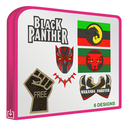 Black Panther Set De 6 Matrices Bordadoras Bordar Ropa