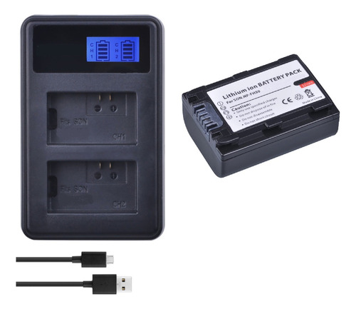 Batería Np-fh50 + Cargador Doble Bc-vh1 Alternativo Sony