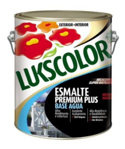 Tinta Esmalte Brilhante Base Água Preto 3.600l Lukscolor