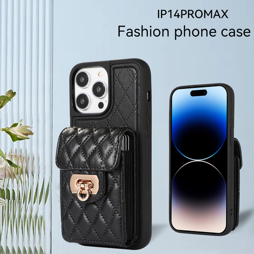 Funda De Lujo Con Múltiples Ranuras Para Tarjetas Con Textura De Piel En La Parte Trasera Para iPhone 15, 14, 13, 12, 11 Pro, Max Plus, Xs, Xr, Xsmax