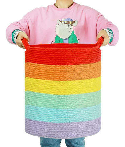 Autonomier 14  X 20  Rainbow Extra Large Tall Cotton Rope Wo