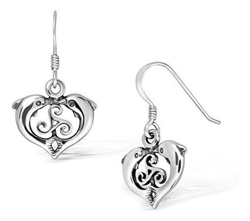 Withlovesilver 925 Sterling Silver Heart Shape Dolphin Love 