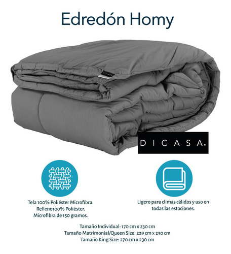 Combo Individual Edredon Dicasa Homy + Sábanas Softy + One