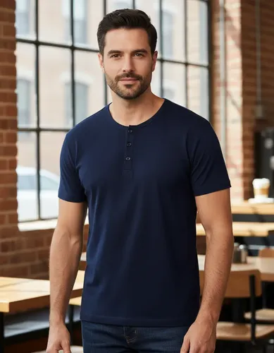 Camiseta Henley Masculina Anistia Fit Algodão Premium