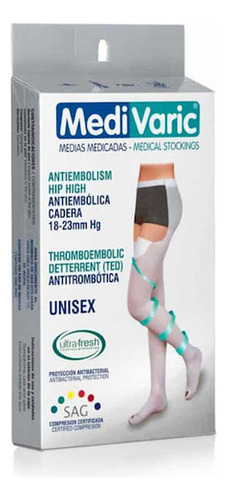 Medias Medivaric Unisex Antiembolica 18-23 Caderas Blanco Ta